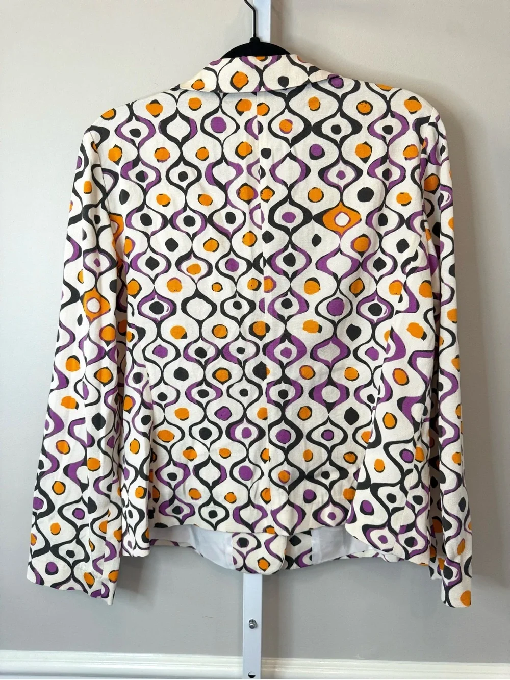 Lafayette 148 New York White Geometric Print Button-Front Jacket